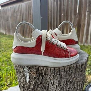 Alexander McQueen Red Glitter
Platform Lace Up Sneakers Sz 37.5 / US 7.5